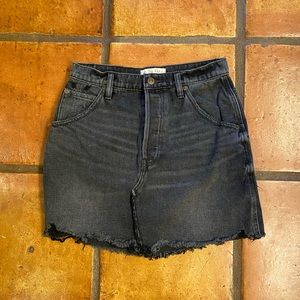 EUC We The Free Black Distressed Denim Cut-Off Skirt, size 28